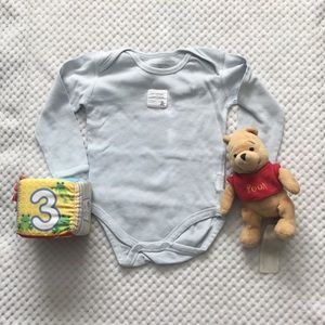 BURTS BEES Organic BABIES BLUE ONESIE 12 MONTH